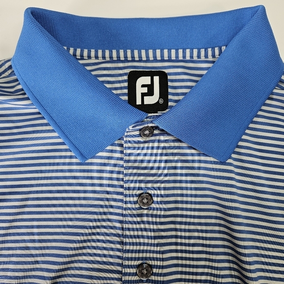 FootJoy Blue Stripe Performance Golf Polo Shirt Quick Dry Size XL Foot Joy - Picture 2 of 5